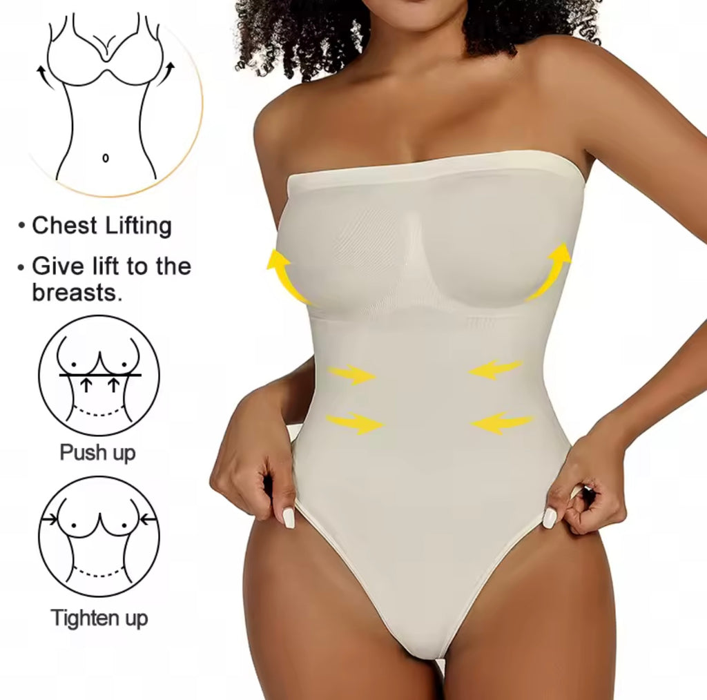 Off Shoulder Bodysuit Shapewear Women Tummy Control