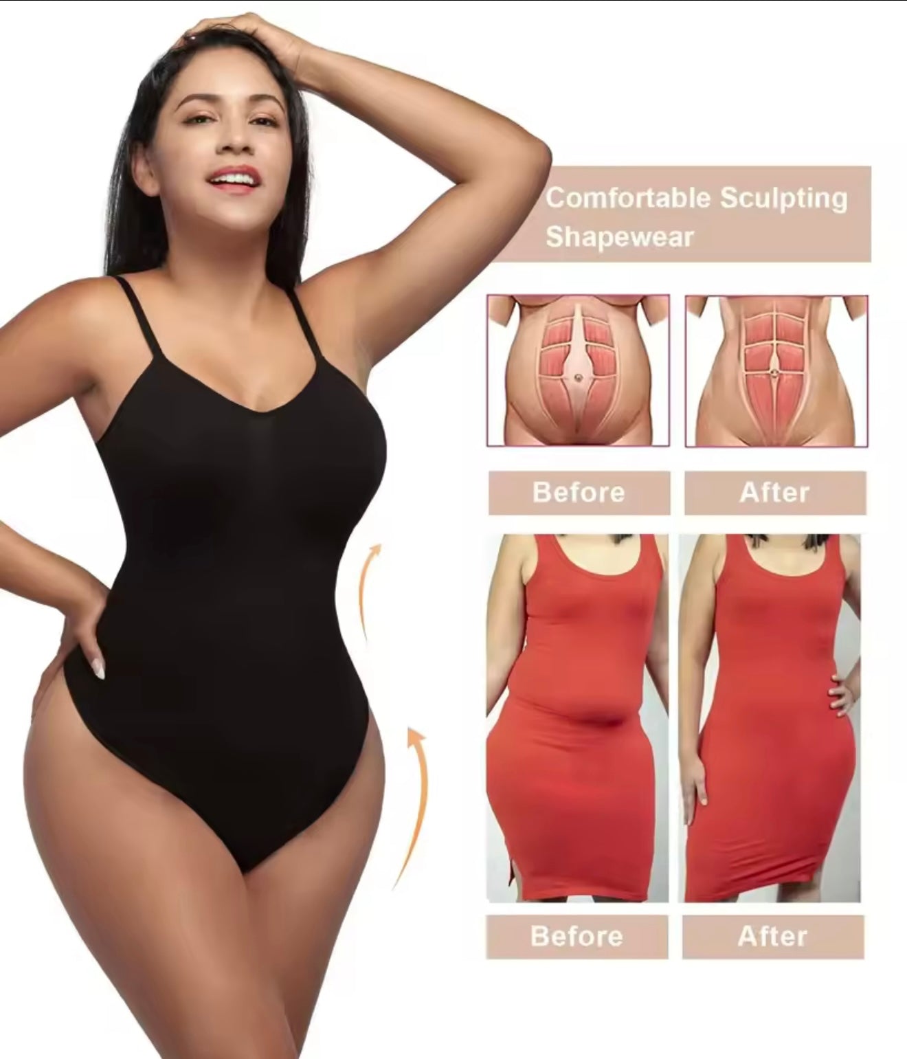 V Neck Spaghetti Strap Bodysuits Compression