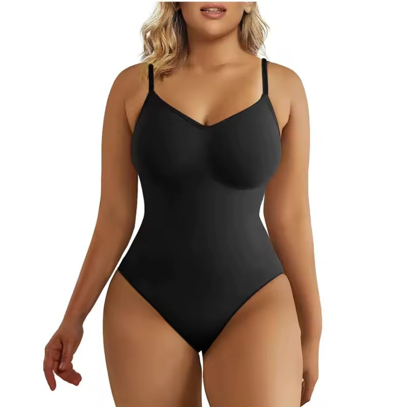 V Neck Spaghetti Strap Bodysuits Compression